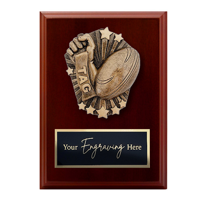 Cosmos Walnut Plaque Tag Footy